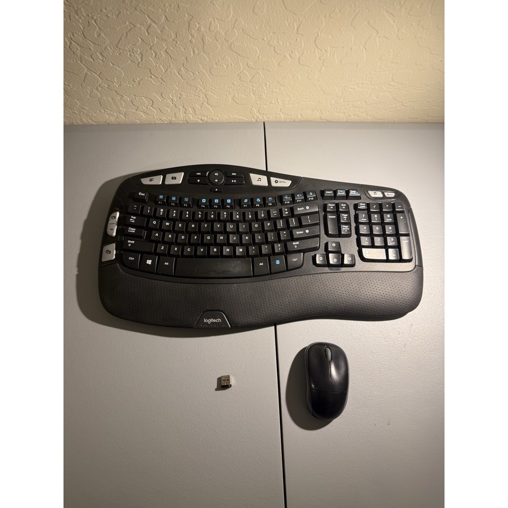 Logitech K350 Ergonomic Wireless Keyboard and Mouse (K350 / M215) Dongle Paired